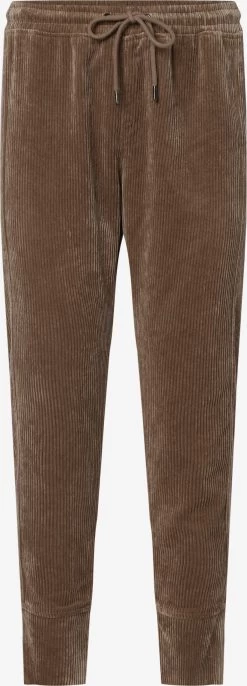 Marie Lund Ribbroeken Tapered Broek Dames Bruin